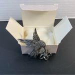 Vintage AVON 1992 Hummingbird Signed Brooch Pin Silver Marcasite Purple stone Photo 1
