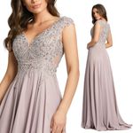 Mac Duggal NWT  20264 Applique Cap Sleeve Bodice Flowy Vintage Lilac Dress size 4 Photo 1