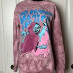 EMMA ATTERBURY DEMONS RIDE OR DIE GRAPHIC PULLOVER SWEATSHIRT Pink Photo 0