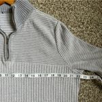 Liz Claiborne Grey Striped Quarter Zip Pullover Sweater Neutral Comfy Casual XL Photo 3