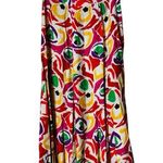 Vintage 80s Colorful Artsy Abstract Printed Midi Skirt Flare Psychedelic Small Pink Photo 0