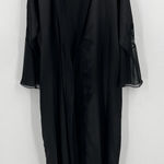 Oscar de la Renta  Pink‎ Label Lingerie Black Satin Robe Lace Sleeves Size Large Photo 0