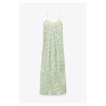 ZARA NWT  Light Mint Green Floral Sateen Spaghetti Strap Maxi Dress Photo 6