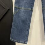 Vintage Y2K Adolfo Women’s Size 10 Flare Jeans Green Stitching Blue Photo 2