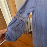 Crown & Ivy Blue chambray Embroidered crochet metallic gold dress Photo 2