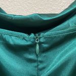 Zaberry Hunter Dark Green Satin Cowl Slouch Neck Leg Ruching Midi Dress Size M Blue Size M Photo 3