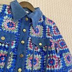 $805 NWT Manoush Sequined Denim Jacket US 6 Women's Blue Photo 10