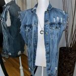 Boohoo NEW π . Distressed Sleeveless Denim Vest Photo 0
