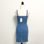 Skylar + Madison Skylar Madison Medium Wash Denim Cut Off Button Pinafore Dress Overall NWT Small Photo 4