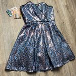 Betsey Johnson Betsy Johnson Evening Metallic Blue Leopard Print Prom/Homecoming/Wedding Dress Photo 4