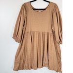 Free People Beach Dress Brown Get Obsessed Babydoll Mini Puff Sleeve A Line XS Photo 4
