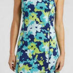 Title Nine  Floral Athletic Dress Blue Green Yellow Sleeveless Zip Back Pockets Photo 0
