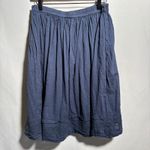 Navy Blue 100% Cotton Knee Length Skirt Eyelet Cottage Core Boho Elastic Waist M Size M Photo 1