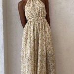 SIGNIFICANT OTHER Cara Floral Print Halter Neck Maxi Dress in Rosale Print US 10 Yellow Photo 0