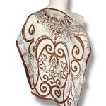 Vintage Silk Scarf Swirl Pattern Brown White 20.5x20 Mirror Image Unique Square Photo 0