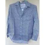 NWOT Frank & Eileen Shirt Small Eileen Linen Swallow Tail Bird AOP Print Navy Blue Photo 3