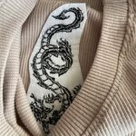 Brown Dragon Embroidered Ribbed Top Photo 2