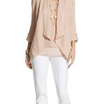 Chico's Blush Peach Francesca Jacket Cardigan Open Flutter Front Lace Inlays Photo 9