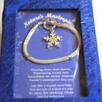 NIB Nature's Masterpiece Sterling Mesh Chain Rhinestone Snowflake Bracelet Silver Photo 0