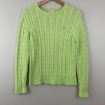 Lilly Pulitzer Vintage Lime Green Cable Knit Palm Tree Crewneck Sweater Photo 0