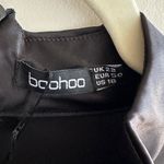 Boohoo Plus High Neck Ruched Detail Satin Mini Dress, Black, Size 18 Black Photo 7