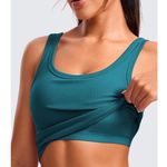 CRZ Yoga $32 New  Ribbed Longline Sports Bra w Pads - Medium - Teal Photo 2
