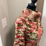 Maurice's Y2K  Chunky Knit Crochet Turtleneck Sweater Pullover Pink‎ Green Tan S Photo 4
