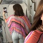 Handmade Vintage Silk Stripe Poncho Top Pink Orange One Size Photo 2