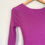 Olive & Oak  Wrap Front Purple Ribbed Bodycon Sweater Dress Size Medium Photo 3