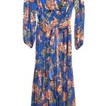 Elliatt  Balance Blue Floral Long Bishop Sleeves High Low Dress SMALL Photo 3