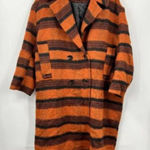 Asos Womens Brushed Coat Brown Orange‎ Striped Buttons Pocket Flaps Collar 12 Photo 0