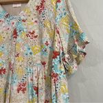 Hailey & Co Floral Tiered Babydoll Dress Medium NWT Ruffle Sleeve Lined Rayon Yellow Photo 2