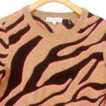 White + Warren Cashmere Zebra Crew Neck Sweater Brown Photo 2