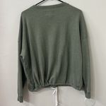 American Eagle Women's XS Boxy Relaxed Fit Tie Hem French Terry Green Photo 5