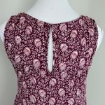 Max Studio Floral Tiered Boho Burgundy Maxi Dress High Neck Pockets Size Medium Photo 6