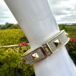 Silver and gold tone sparkly bangle hinged bracelet Photo 4
