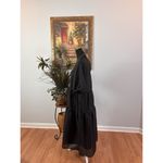 H & M Women Dress Oversized Black Boxy Loose Tiers Pleated Short Sleeve Lined Size M Photo 3