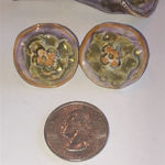Vintage Ceramic Floral Basket Bouquet Round Clip On Earrings Set Photo 2