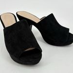 Allegra K Sandals Womens Size 9 Black Suede Block Heel Platform Open Toe Photo 1
