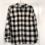 Talbots black & white buffalo plaid 100% cotton button down shirt Medium NWT Photo 0