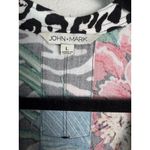 John Mark  Hawaiian Jungle Floral Animal Print Long Sleeve Button Blouse Large Photo 1