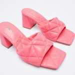 ZARA NWT  Sandals Wide Heeled Quilted Pink 2300/810 EU 40 US 9 Photo 0