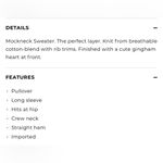 Talbots women’s medium mock neck sweater gingham heart ivory navy blue pullover Photo 12