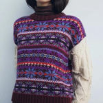 ZARA Fair Isle knit pullover sweater with contrasting knit jacquard sleeves M Photo 0