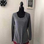 Faded Glory  Women’s Gray Long Sleeve Top Tee with Plaid Hem Layered Look Size L Photo 1