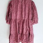 ZARA  Voluminous Textured Puff Sleeve Mini Dress Mauve Pink Sz Medium Photo 5