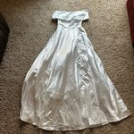 Lulus LULU’S Greatest Hits White Satin Off The Shoulder Maxi Dress Photo 3