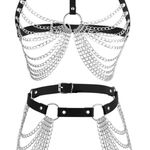 Leather and Chain Body Jewelry Silver Photo 1