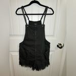 Aerie Black Distressed Denim Double Strap Shortall Photo 1