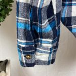 Passport Blue Black & White Long Sleeve Plaid Button Up Shirt Top L Size L Photo 2